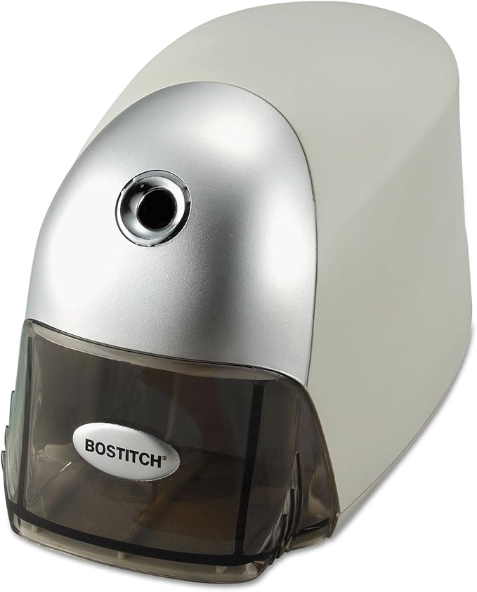 Bostitch Office QuietSharp Electric Pencil Sharpener, Heavy Duty Classroom or Office Use, Size Selector with 6 Different Sizes, Gold/Chrome