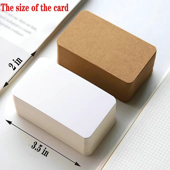 Astero Small Blank 3.5x2in Mini Index Cards & Flash Cards Blank Blank Business Cards to Write On Small Note Cards for Greeting Postcards Vocabulary Bookmarks DIY Messages (White, 300pcs)