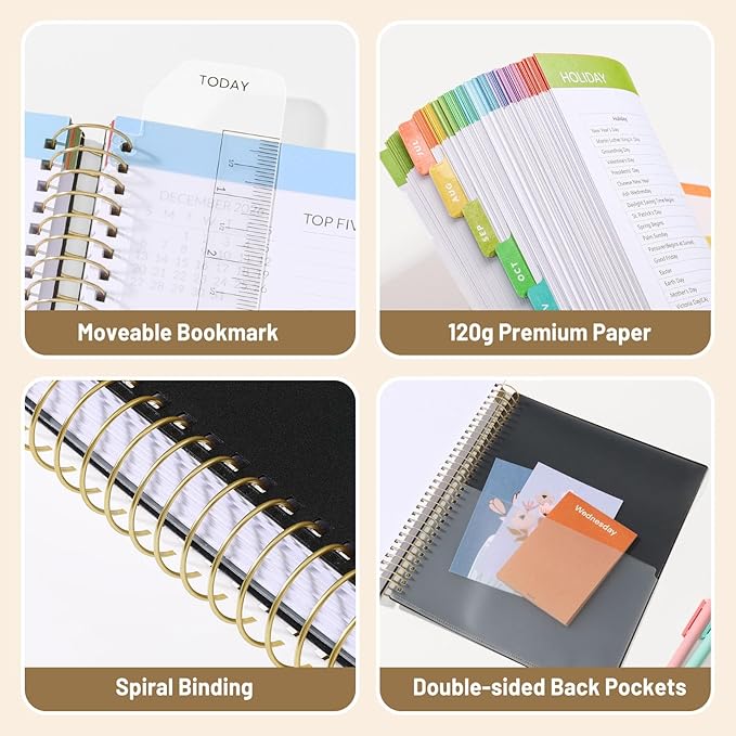 SUNEE Deluxe Teacher Planner 2026-2027, Lesson Planner Book with 7 Periods Jul 2026 - Jun 2027, 8.5" x 11" Daily Weekly and Monthly Organizers with Colorful Tabs, Planning Stickers,120gms Paper, Black