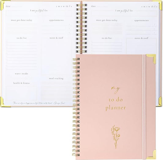 Beautiful To Do List Notebook - Aesthetic Daily Planner to Easily Organize Your Tasks And Boost Productivity - Stylish Undated ADHD Planner Gift and The Perfect School or Office Supplies For Women