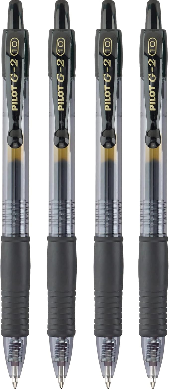 Pilot G2 Premium Refillable & Retractable Rolling Ball Gel Pens, Bold Point, Bold Gel Pens, 1.0 mm, Black Ink, 4-Pack