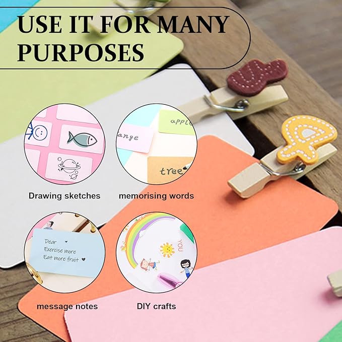 240Pcs Small Blank Paper Message Note Business Cards, 3.5x2'' Mini Index Cards for Gift, 8 Colors Blank Vocabulary Word Flash Study Cards Double Sided, Colored Notecards Unlined