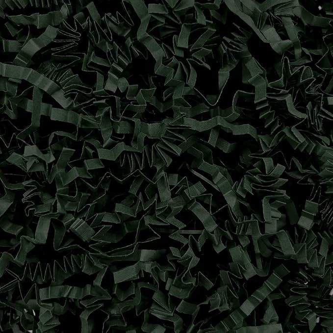 Tisspoms 1LB Dark Green Crinkle Cut Paper Shred Filler, Paper Shreds for Basket Fillers, Birthday, Gift Wrapping, Anniversary, Wedding, Halloween, Thanksgiving, Christmas Gift Decor Party Filler