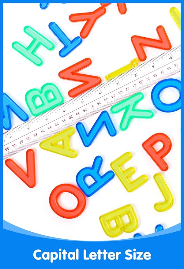 52 Pcs Translucent Capital Letters – Plastic Alphabet Letters for Kids – Ideal for Light Table Manipulatives & Educational Play, Vibrant Colors for Creativity and Learning