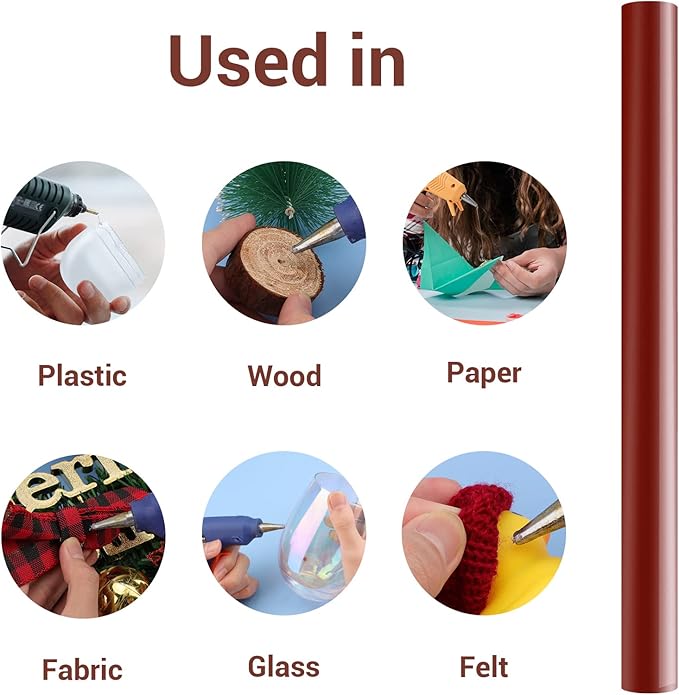 ENPOINT Wine Red Hot Glue Sticks Full Size, 8" Long x 0.43" Dia 36 Pack Hot Melt Glue Sticks Bulk, Wine Red Adhesive Glue Sticks Standard for Crafting DIY Art School Gluing Project Repair Sealing