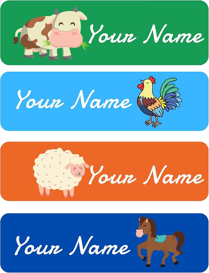 Custom Waterproof Dishwasher Safe Kid Name Labels for Daycare(128 Pack), Camp, School Supply, Baby Bottles, Lunch Boxes and Cups, Travel. Cute Personalized Design Name Stickers (Pattern 21)
