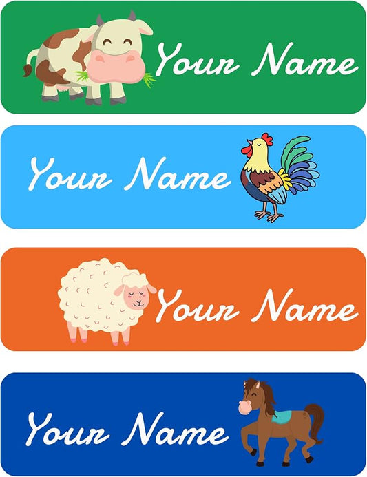 Custom Waterproof Dishwasher Safe Kid Name Labels for Daycare(128 Pack), Camp, School Supply, Baby Bottles, Lunch Boxes and Cups, Travel. Cute Personalized Design Name Stickers (Pattern 21)