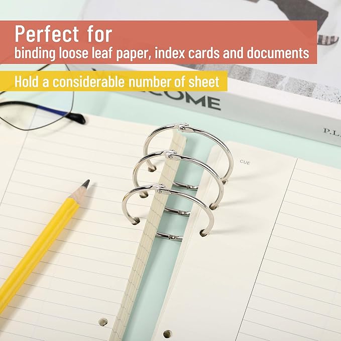 Mr. Pen- Loose Leaf Binder Ring, 2 Inch, 30 Pack, Metal Loose Leaf Binder Book Rings for Books and Index Cards, Scrapbook, Keychains, School, Home, Office, Silver
