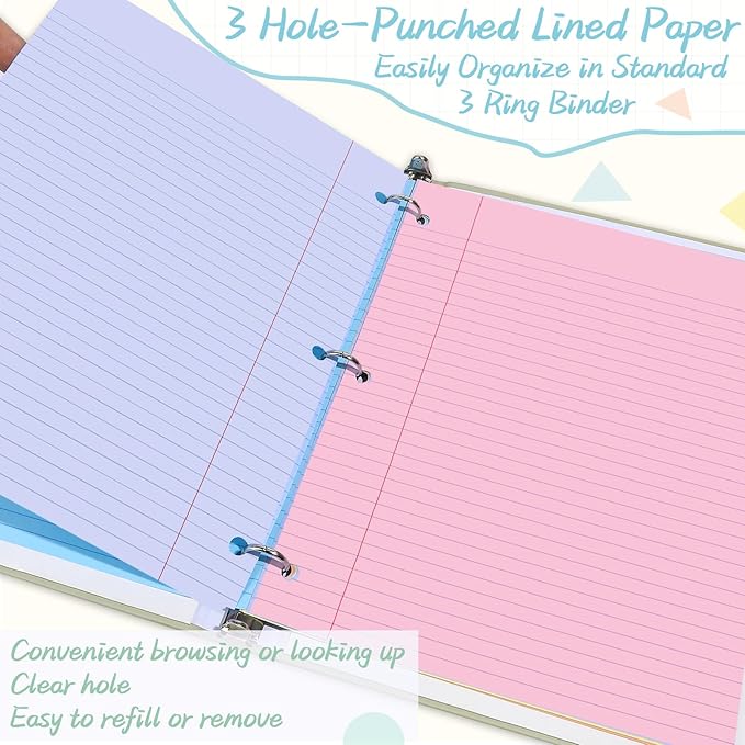10 Packs 8.5 x 11 inch Top Spiral Notebook with 3 Hole Punched Legal Pads 40 Sheets College Ruled Notepad Hard Cardboard Paper Wirebound Pads for Business School Office Home Supplies (Pastel)