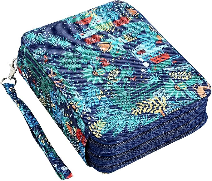 72 Slots Pencil Case Organizer w/Removal Handle Strap | 3-Layer Zipped Pencils Box Large for Colored Pencils Watercolor Pencils for Office and Travel for Artist