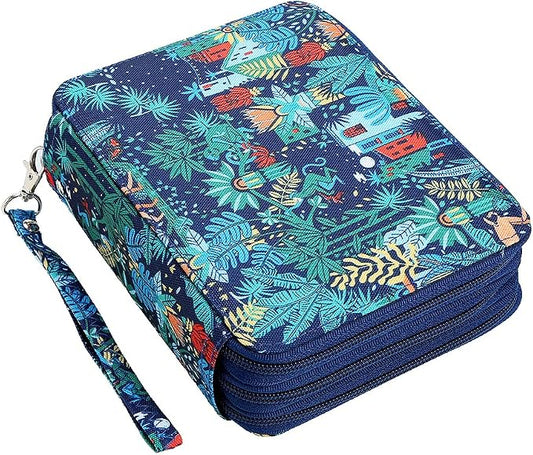 72 Slots Pencil Case Organizer w/Removal Handle Strap | 3-Layer Zipped Pencils Box Large for Colored Pencils Watercolor Pencils for Office and Travel for Artist