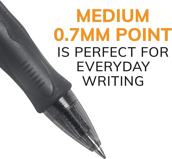 BIC Gelocity Original Black Gel Pens, Medium Point (0.7mm), 24-Count Pack, Retractable Gel Pens With Comfortable Grip