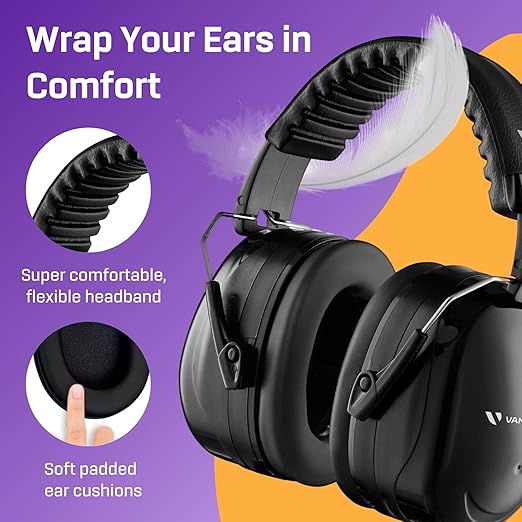 Vanderfields - Hearing Protection Ear Muffs - Over 35 dB (2K Hz) Broad Noise Cancelling Sound Reduction - Adults & Teens