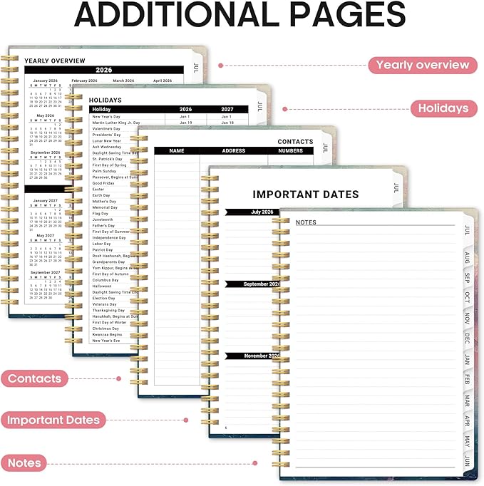 Planner 2026-2027, Academic Year Weekly and Monthly Calender Planner, from Jul 2026 - Jun 2027, Spiral Bound School Planning Book, Perfect for Teacher, Student, Women & Men, A5 (6.3" x 8.5"), Sunset