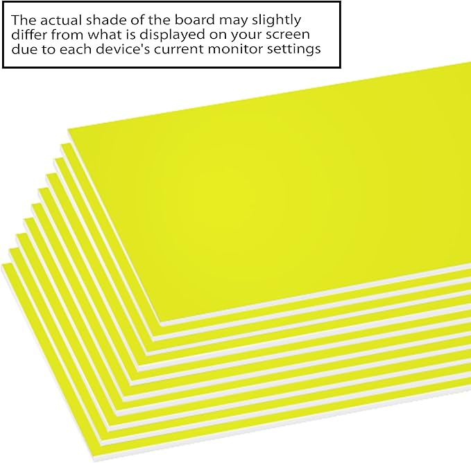 BAZIC Products Foam Board 20" X 30" Neon Yellow, Colored Foam Boards 3/16 Inch Thickness, 4 Count, Presentation Signboards School Craft Project Framing Display