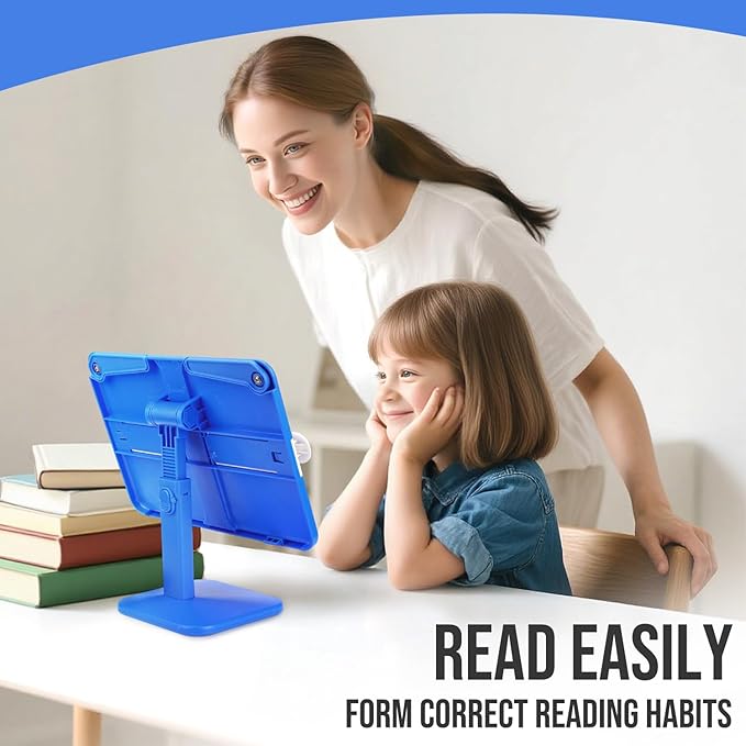 Tablet Stand Holder,Adjustable Foldable Lightweight iPad Laptop Stand for Desk,Monitor Holder Multi-Functional Rest Tray Recipes Textbook Cookbook Magazine Laptop Tablet DW (Blue)