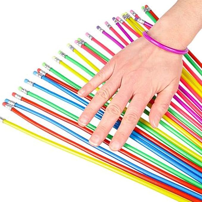 ArtCreativity Bendable Pencils for Kids - 12 Pack of 13” Flexible Bendy Pencils, Fun Writing Supplies for School, Birthday Party Favors & Classroom Goodie Bag Fillers
