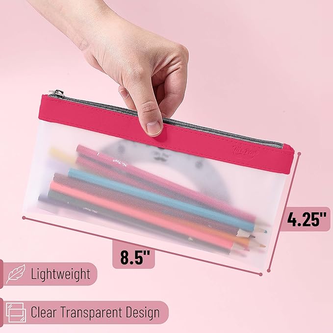 Mr. Pen- Clear Pencil Pouch, 8.50"x4.25", 6 Pack, Durable TPU Material, Medium Water-Resistant Pencil Bags with Smooth Zipper, Multipurpose Clear Pouch for Stationery, School, Office, Travel Supplies