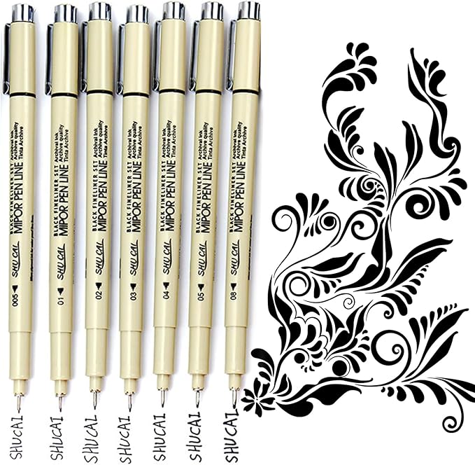 Micron Pen Set,Fineliner Pens Fine Liner Pen,Micro Pens for Drawing Sketching Journaling Writing(7 PCS)