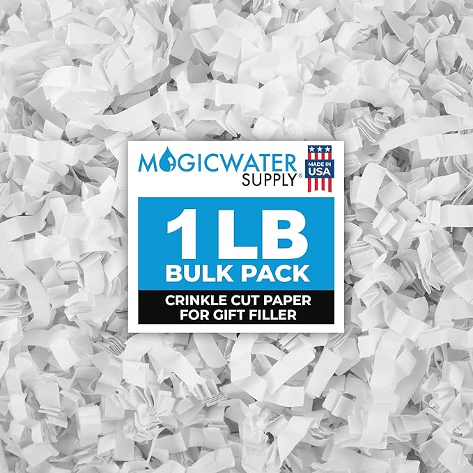 MagicWater Supply Crinkle Cut Paper Shred Filler-1LB Monster White-Decorative & Protective Packaging for Bridesmaid Gifts & Bridesmaid Proposal Gifts Holiday Stuffers Birthdays Wedding & Anniversaries