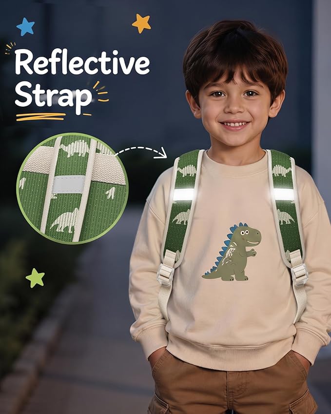 Corduroy Toddler Backpack for Preschool Boys Girls Ages 2-4 | 12 Inch Water-Resistant Small Kids Backpack for School & Travel, Lightweight Bookbag(Medium,Dinosaur)