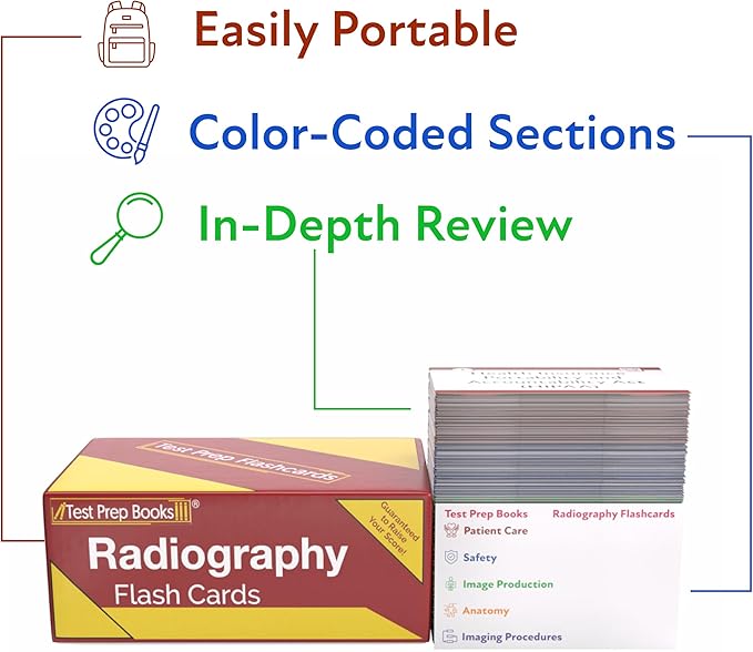Radiography Exam Study Cards: Review Prep and Practice Test Questions for the Radiography Examination [Full Color Cards]