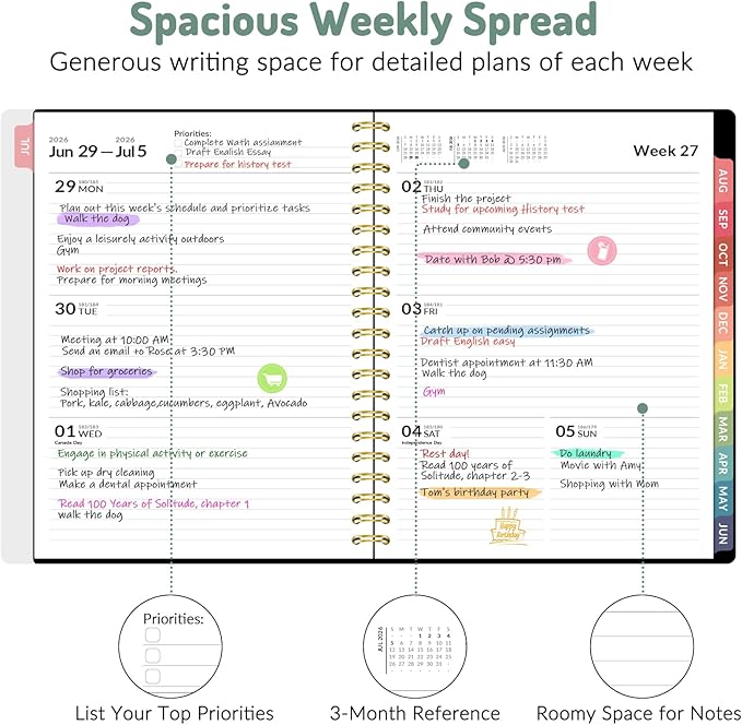 Forvencer Academic Planner 2026-2027, Weekly & Monthly Calendar Planner, July 2026-June 2027, 8.5" X 11", Daily Agenda Book, Flexible Cover Notebook, College School Teacher Student Organizer A4, Green