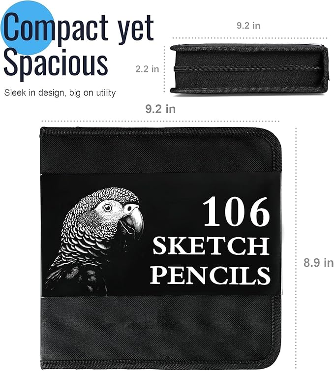 TMOL 106 Pack Art Supplies Sketching Kit with 3-Color Sketch Book, Coloring Book, Drawing Pencils with Graphite Colored Charcoal Watercolor & Metallic Pencils, Art Kit Gifts for Artist Adults Kid