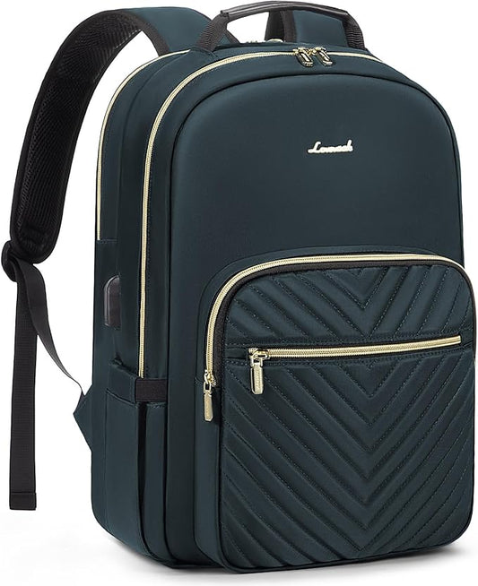 LOVEVOOK Laptop Backpack for Women 15.6 inch,Cute Womens Travel Backpack Purse,Professional Laptop Computer Bag,Waterproof Work Business College Teacher Bags Carry on Backpack with USB Port,Blue-green