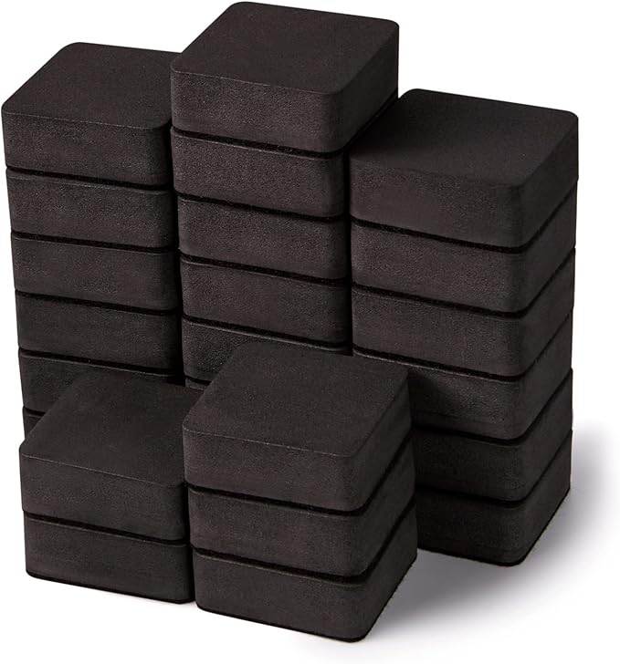 Favide 24 Pack Magnetic Whiteboard Dry Erase Erasers Chalkboard Cleansers for Classroom, School Supplies(Square, Black)