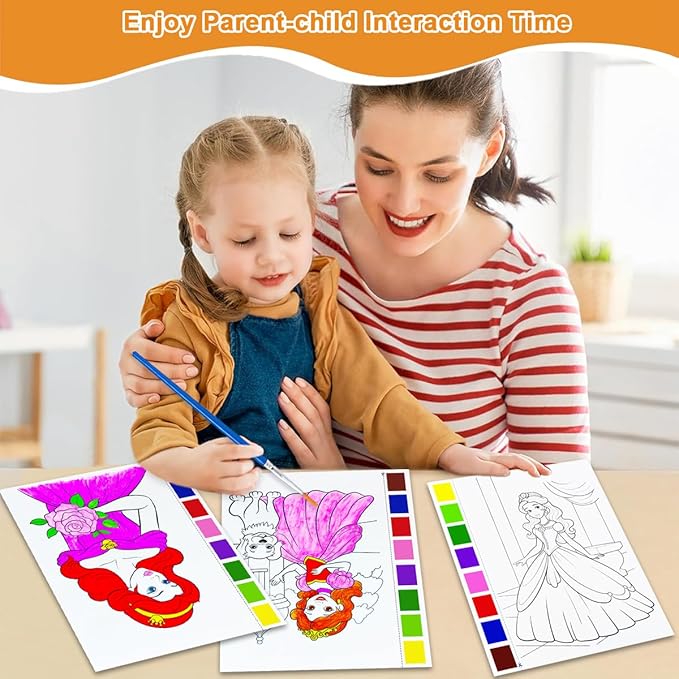 YXOTJHS Watercolor Coloring Book, Paint with Water Books for Kids - Mess Free Coloring for Toddlers, Magic Paint Set - Arts and Crafts for Girls Ages 4-8 - Travel, Stocking Stuffers