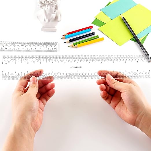 5PCS 6''/12 '' Acrylic Clear Edge Rulers T-Square Ruler, inches and Metric Zero-Centering, T Square Ruler Transparent,for Crafting Drafting and General Layout Work Art Framing & Drafting Scrapbooking