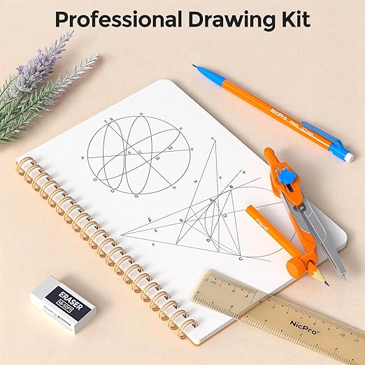 Nicpro 17 PCS Compass Geometry Set with Case + Nicpro 22 PCS Compass Geometry Tools with Case