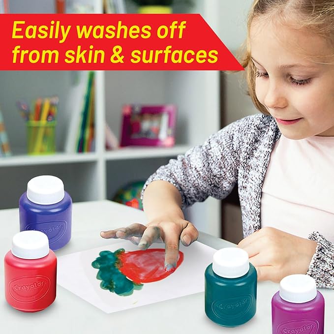 Kids painting Set, Washable Paint for Kids with Paint Cups and Toddler Paintbrushes, Nontoxic Washable Finger Paints 2 oz Each Bold Colors Toddler Painting Supplies Gifting Bundle
