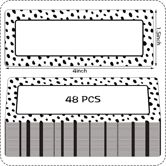 Eaasty 48 Pcs Dry Erase Magnetic Label Back to School Magnetic Name Labels Colored Black White Composition Dots Reusable Name Tag for Whiteboard Office Home(Not Include Pen)(Dots 1)