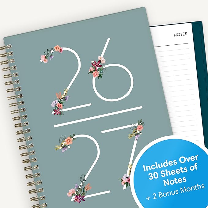 Blue Sky 2026-2027 Weekly and Monthly Academic Year Planner Calendar, July 2026 - June 2027, 5.875" x 8.625", Flexible Cover, Wirebound, Laminated Tabs, Includes Extra 30 Sheets of Notes, Greta