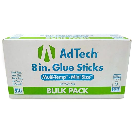 AdTech 8-Inch Mini Hot Glue Sticks, Clear | Multi-Temp, Strong Bonding Adhesive for Crafting, DIY & Repairs | Works with All Mini Glue Guns | Made in the USA