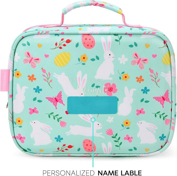 mibasies Kids Lunch Box for Girls Toddler, Insulated and Reusable Lunch Bag for School, Rabbit
