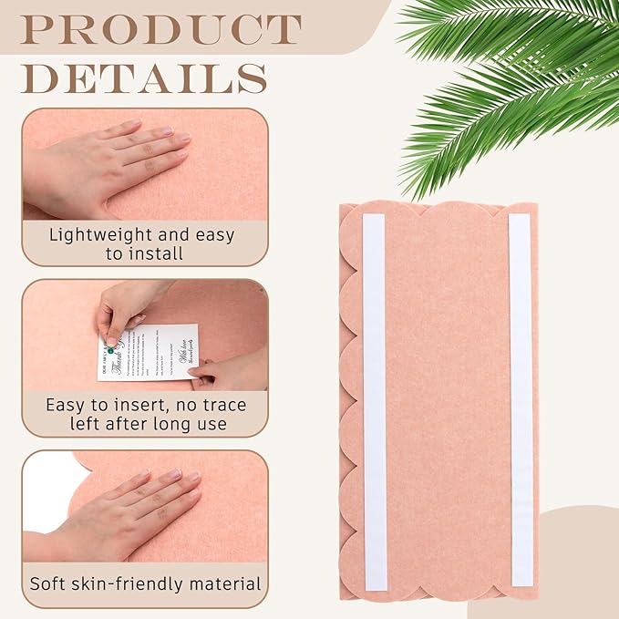 Mooliwe Scalloped Felt Bulletin Board 24 x 18 Inches Foldable Light Pink Pin Cork Board Alternative for Wall, 2' x 1.5' Trifold Picture Vision Self Adhesive Bulletin Decorative