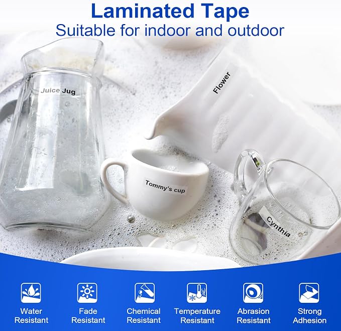 5X Replace for Brother P-Touch Label Tape Clear Laminated 12mm 0.47 TZe-131 | Compatible with Brother Label Maker Tape 1/2 Inch Black on Clear TZe131 for PT-D210 D220 H110 D410 610BT 710BT H111 1280 1880