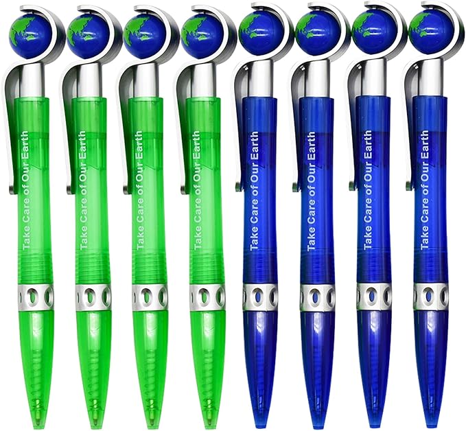 Maydahui 12 Pcs Cute Earth Globe Spinning Pens Retractable Tellurion Ballpoint Pen Black Ink Novelty for Earth Day Office Supplies Desk Decor