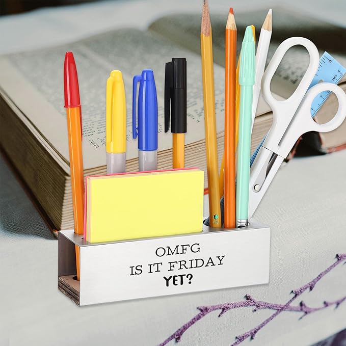 Funny Office for Women, OMFG IS IT FRIDAY YET, Workweek Humor Gift for Coworkers Employees, Sarcastic Workplace Desk for Office, Stationary Supplies Pencil Holder for Desk SD285