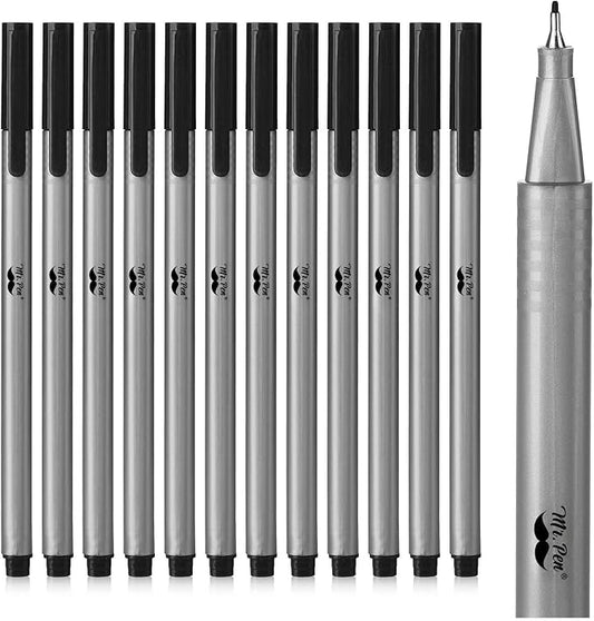 Mr. Pen- Black Fineliner Pens, 12 Pack, Fine Point, Smooth Bible Journaling Pens for Note-Taking, Sketching, Planning, Art Projects, Small Detailing, Fine-Ink Drawings, School Supplies