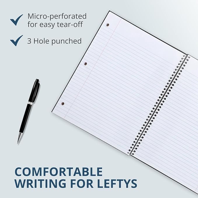 ROARING SPRING Left Handed Notebook, 1 Subject, 11x9, College Rule, 3 Pack