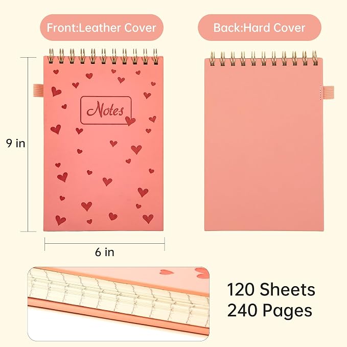 A5 Top Spiral Notebook,240 Pages Steno Pads College Ruled Journal Note Pad