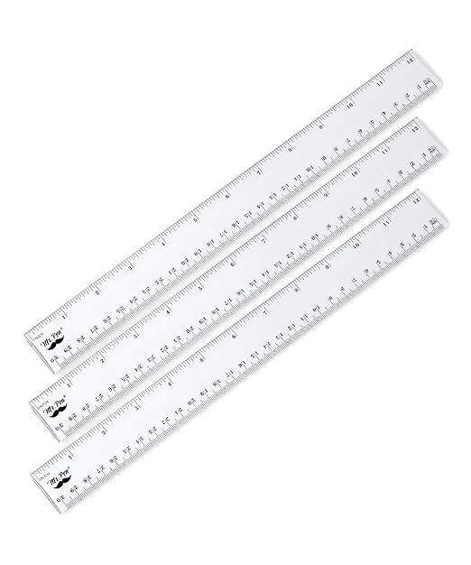 Mr. Pen- Plastic Rulers, 12 Inch, 3 Pack, Easy-to-Read Markings, Scratch-Resistant Design with Inches and Centimeters, Durable Transplant Rulers for Crafting Office & School, School Supplies