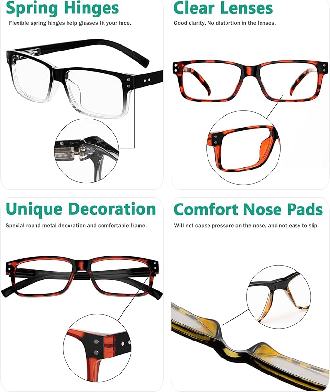 Eyekepper 2 Pairs Blue Light Blocking Reading Glasses for Men Women - UV Protection Spring Hinge Computer Readers