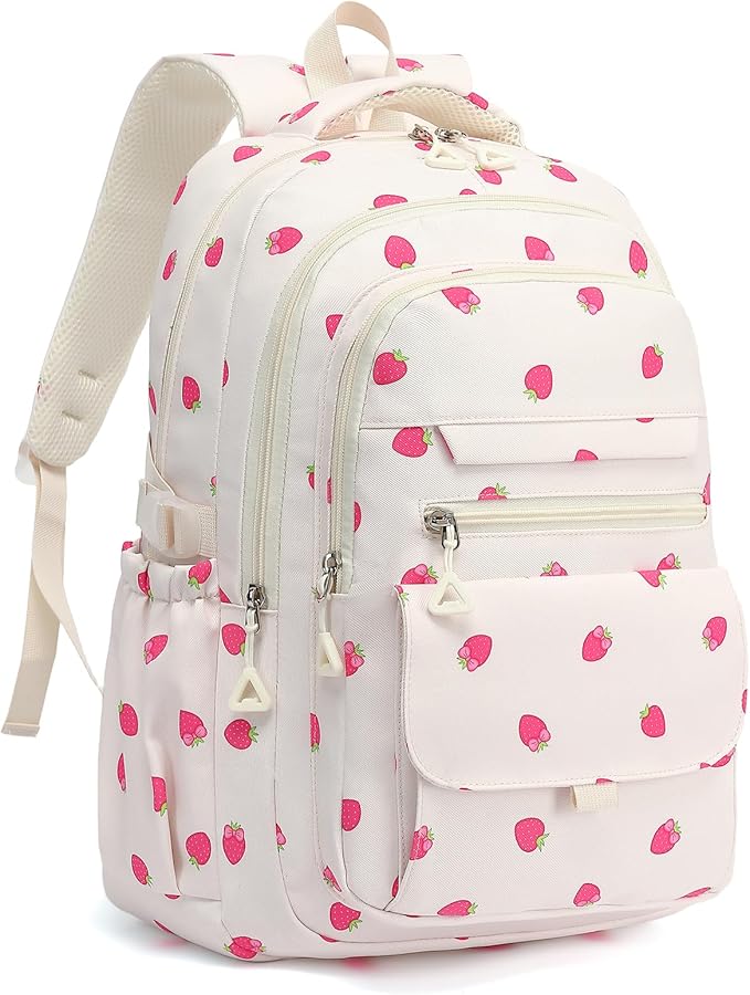 Phaoullzon Girls School Strawberry Backpack for Kids Kawaii Bookbag College Daypack,Strawberry