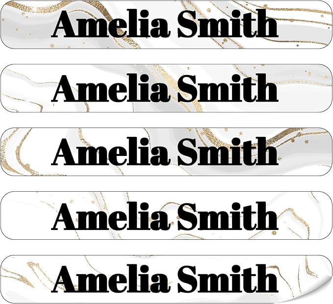 100 Pcs Personalized Name Labels for School Supplies Custom Waterproof Name Stickers Customized Daycare Water Bottles Pencil Labels(Marble)