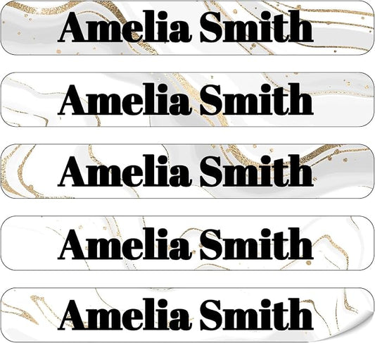 100 Pcs Personalized Name Labels for School Supplies Custom Waterproof Name Stickers Customized Daycare Water Bottles Pencil Labels(Marble)